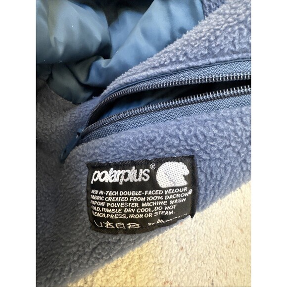 LL Bean Men L Freeport Maine Warm-Up Jacket Fleece Lined Full Zip VTG 90’s Blue - Picture 3 of 10